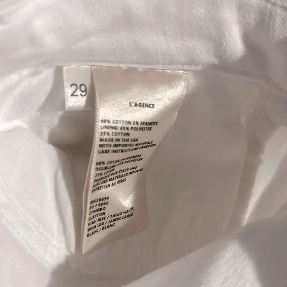 NEW L'Agence Women's Clayton Jeans Blanc White Wide Leg High Rise Cotton - Picture 14 of 14